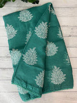 Soft kota checks saree with embroidery - SVTS23 BluishGreen