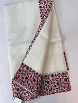 Kota silk saree with embroidery MSB643 White & Maroon