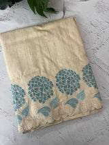 Blended soft tussar saree with embriodery - MS8669 PearlCream