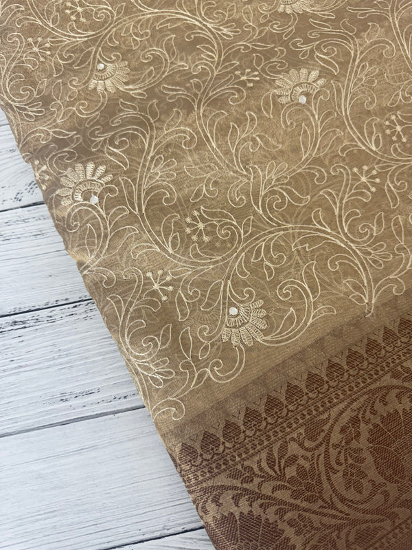 Embroidered Designer Tissue silk saree MS8933