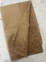 Soft Organza saree with embroidery borders - MCW786 Chiku