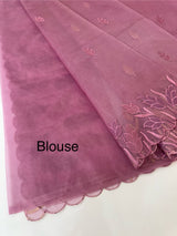 Viscose Organza saree with applique work-MSH103 OnionPink