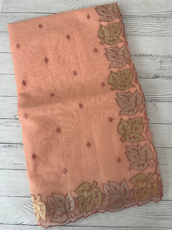 NetKota saree with Applique border  MSH131- Peach