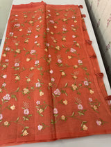 Kota Supernet embriodery saree SHSNYNM DarkPeach