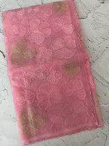 Viscose organza saree with thread work - MSH925 Pink