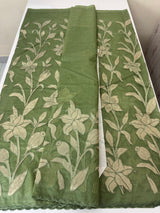 Semi organza saree with appliqué work - MSH906 DustyGreen