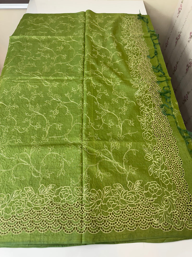 Pure bamboo tussar silk saree with cutwork - MTSS668