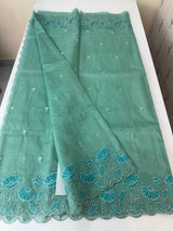 Viscose Organza saree with applique work-MSH103 GreenmixBlue