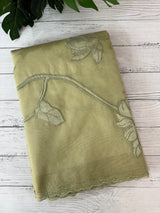 Organza saree with tissue applique work MK62 - Dusky Green