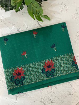 Netkota embriodery saree MS1456 BottleGreen