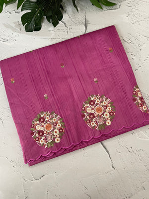 Blended tussar silk saree with embroidery- MS1072