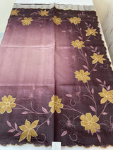 Semi soft tussar appliqué work saree MTS6589