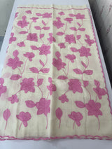 Mul chanderi applique work saree MSH170