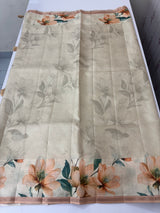 Semi printed tussar silk saree with blouse- MTS895