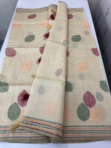 Semi chanderi saree kanta embriodery MSF590 - Cream