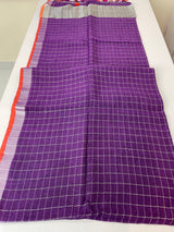 Linen checks saree with zari border MLS9788