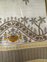 Blended tussar silk saree with embroidery- MSH490
