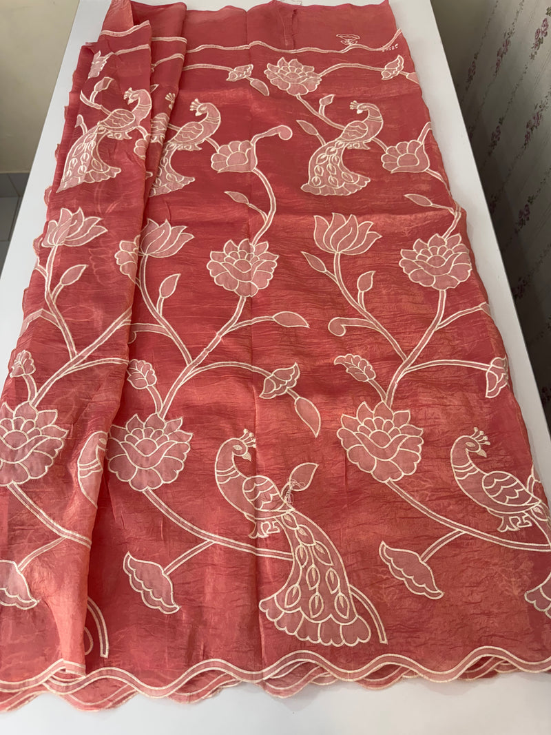 Crush Organza Applique work saree MS14987