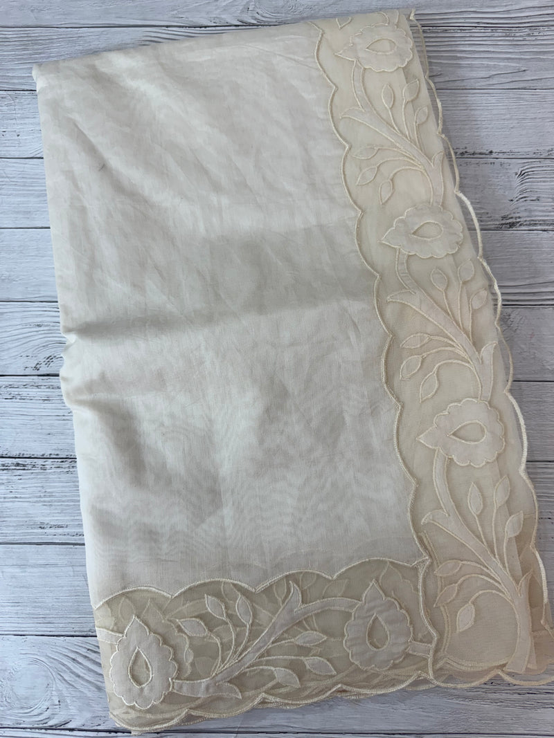 Mul chanderi saree with applique borders MSH111 -Offwhite