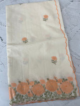 Mul chanderi embriodery saree with scalloped borders MSH176