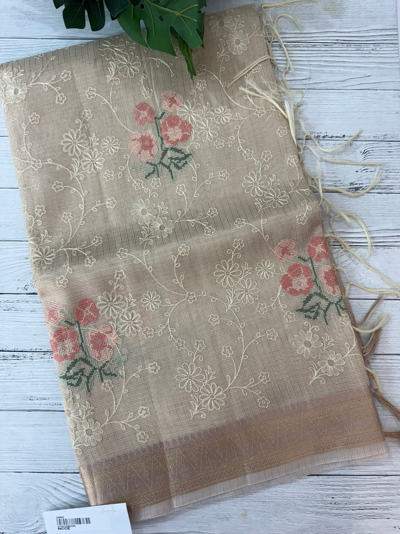 Tissue Silk embriodery saree MS49892