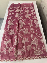 Crush Organza Applique work saree MS14987- OnionPink