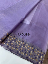 Organza saree with embroidery borders - MSH907 Purple