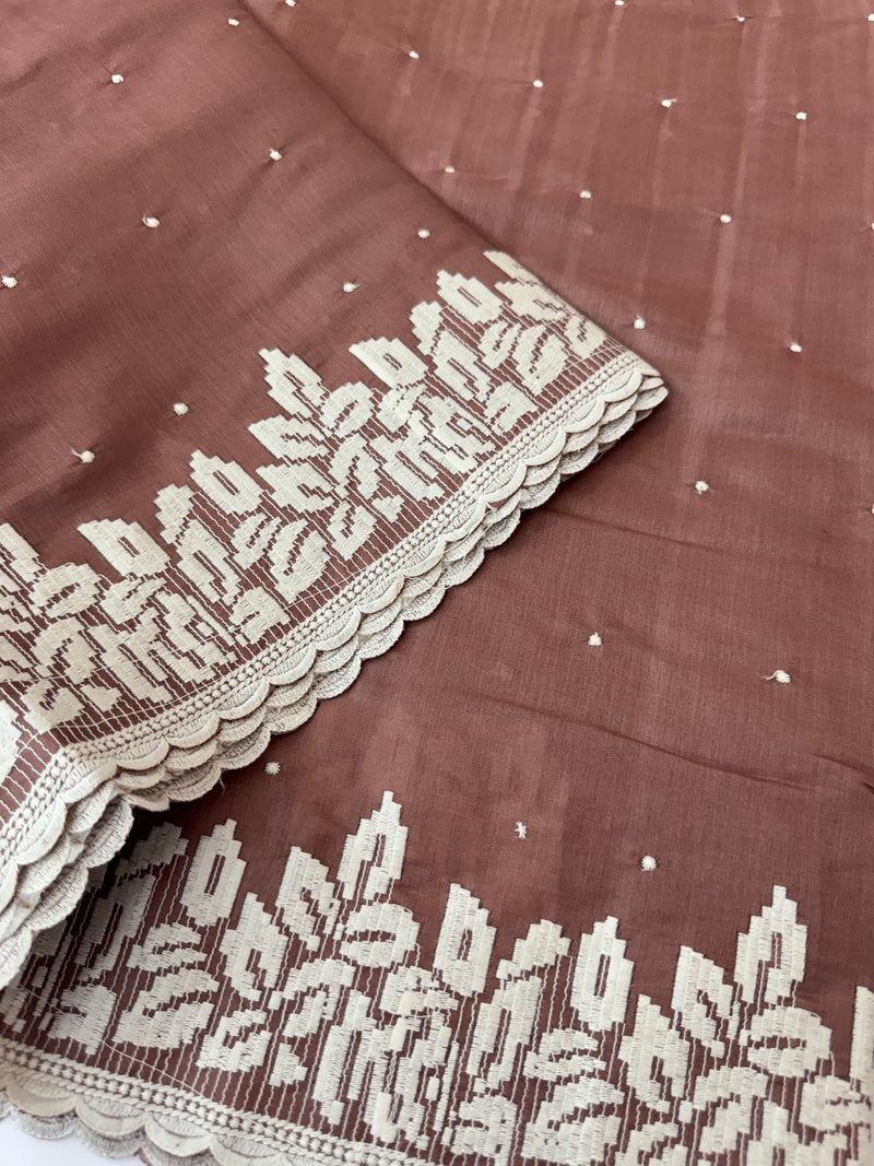 Kosa Tussar silk saree with embriodery - MS8178
