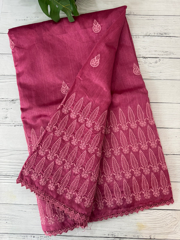 Art silk saree with embroidery SVTS26 Pink