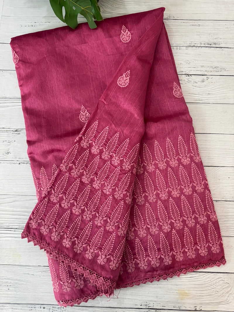 Art silk saree with embroidery SVTS26 Pink