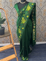 Blended tussar silk saree with embroidery - MS78911