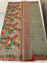 Jamdani silk Cotton Saree with peacock motifs  MSJ788 (4)