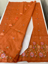 Art tussar saree with embroidery MST677