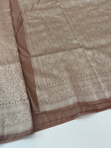 Banarasi semi katan saree in silver zari SHSNRIC -Nude Brown