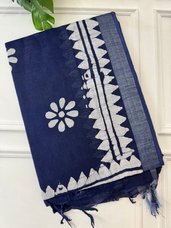 Indigo Semi linen saree MLS876