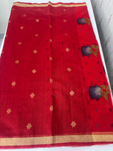 Semi jute silk saree with organza pallu MJL406 Red