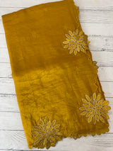 Crush Organza saree MSK5463- DeepMustard