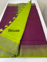 Jute silk sarees with contrast pallu & blouse MJL324