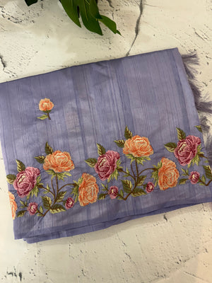 Art tussar saree with embroidery MST677 DustyLavender