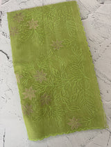 Tissue Silk applique work saree MSH120 LimeGreen