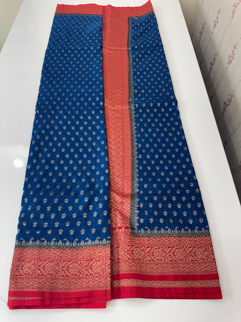 Banarasi viscose Georgette saree MKGS611- DeepSeaBlue to Red