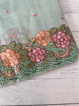 Embriodery Kota Silk Cutwork saree SBLCYTM -PastelGreen