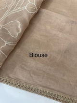 Blended Malai chanderi saree with applique work saree  MSM5676 - PastelBrown