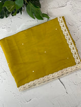 Blended Malai chanderi saree with lace borders MS5568