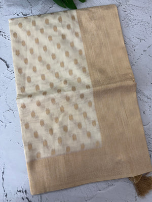 Semi chanderi silk saree with zari weaving - MKT891