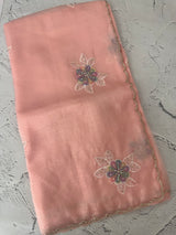 Soft crush Organza saree with applique work MBS679 - PeachPink