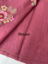 Crushed Blended tussar silk saree with embroidery- MSB7654- DuskyPink