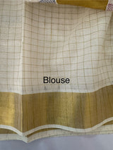 Kerala cotton saree checks - lotus prints