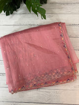 Tissue organza saree with fully worked blouse MS14176