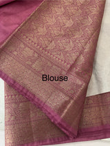 Semi Banarasi crepe saree with small buttas and brocade blouse- MS14667